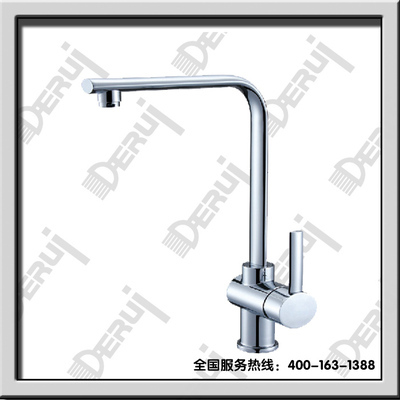 【廠家供應高品質鍍鉻鋅合金冷熱菜盆龍頭 橢圓扁七字管】價格,廠家,圖片,水龍頭/水嘴,鶴山市德銳衛浴實業-